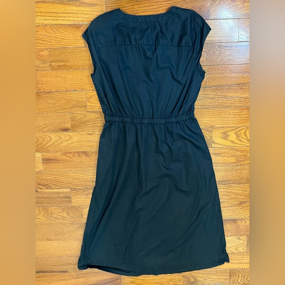 LOFT Black Button-Front Tie Waist Shirt Dress Women’s 10P Preowned - Picture 3 of 9